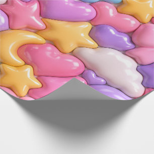 Papel De Presente Padrão Completo de Doces 3D Fofo