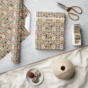 Papel De Presente Padrão contínuo boho arco-íris & botânico