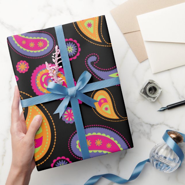 Papel De Presente Padrão contínuo colorido de Paisley (Presentear)
