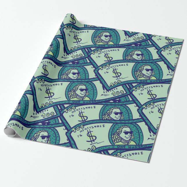 Papel De Presente padrão contínuo com notas de dólares (Desenrolado)
