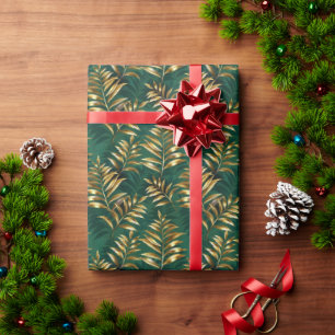 Papel De Presente Padrão contínuo com samambaias douradas
