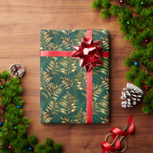 Papel De Presente Padrão contínuo com samambaias douradas