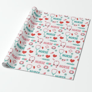 Papel De Presente Padrão contínuo da vida da enfermeira branca (1)