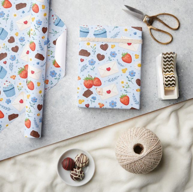 Papel De Presente Padrão contínuo de aquarela de assados e doces (Artesanato)