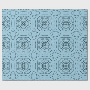 Papel De Presente Padrão contínuo de arte de linha geométrica azul e