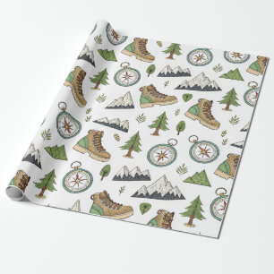 Papel De Presente Padrão contínuo de caminhada de aventura