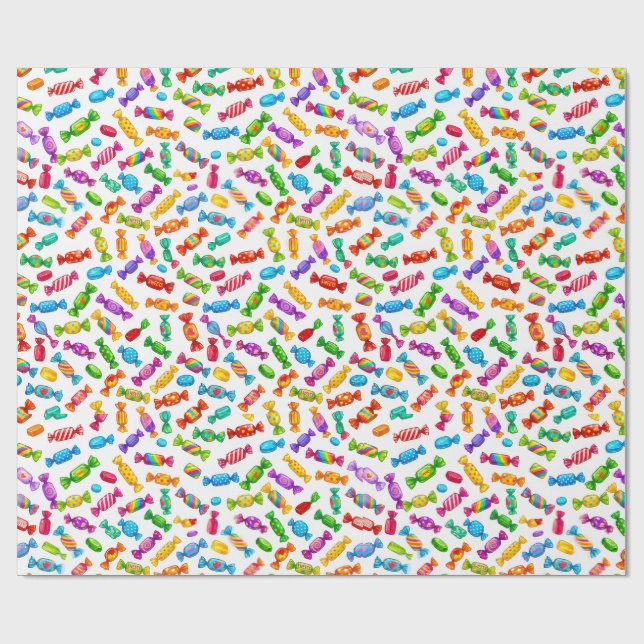 Papel De Presente Padrão contínuo de doces coloridos (Aberto)