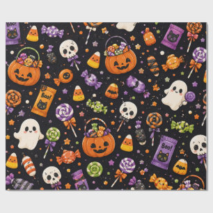 Papel De Presente Padrão contínuo de doces de Halloween fofo