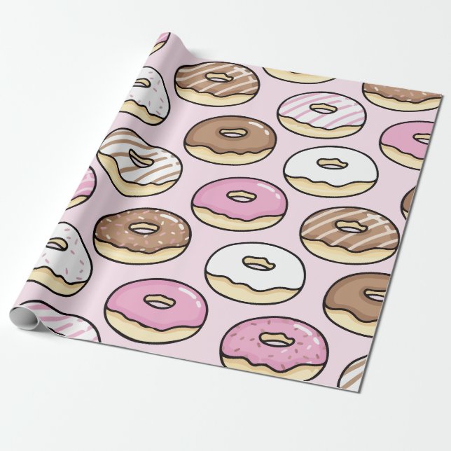Papel De Presente Padrão contínuo de donut (Desenrolado)