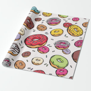 Papel De Presente Padrão contínuo de Donuts