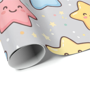 Papel De Presente Padrão contínuo de estrela Kawaii fofa