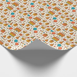 Papel De Presente Padrão contínuo de festa de aniversário vibrante