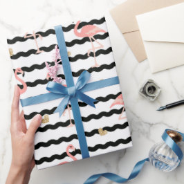 Papel De Presente Padrão contínuo de flamingo rosa fofo