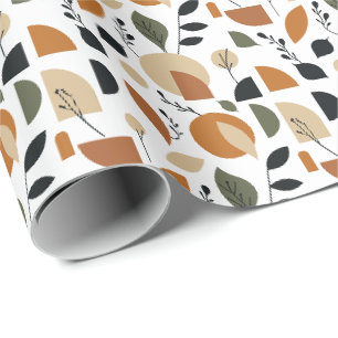 Papel De Presente Padrão contínuo de folhas geométricas Boho
