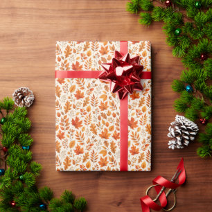 Papel De Presente Padrão contínuo de folhas quentes de outono