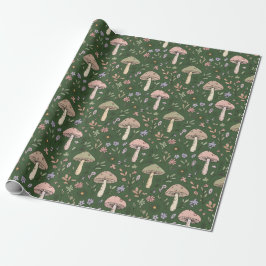 Papel De Presente Padrão contínuo de fungos esverdeados caçador escu