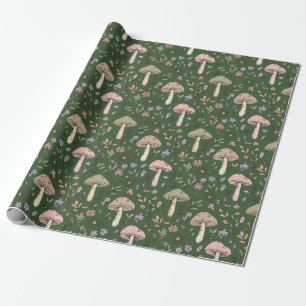 Papel De Presente Padrão contínuo de fungos esverdeados caçador escu