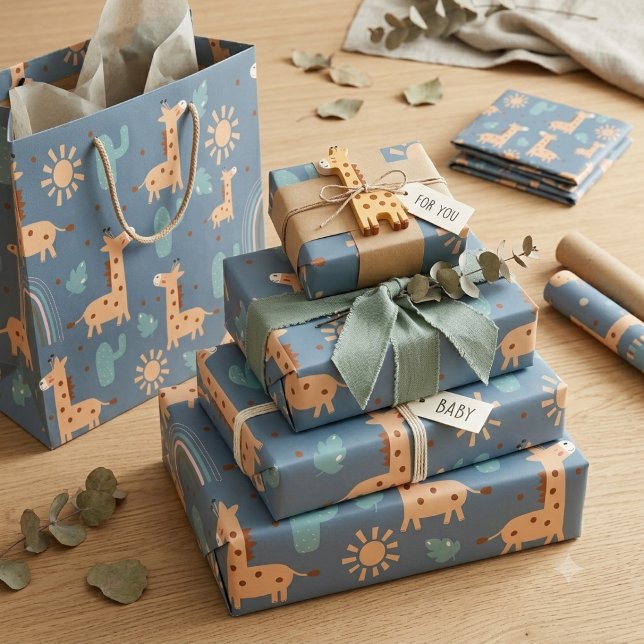 Papel De Presente Padrão contínuo de girafa Boho fofa (Criador carregado)