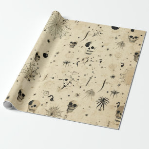 Papel De Presente Padrão contínuo de Halloween assustador retrô