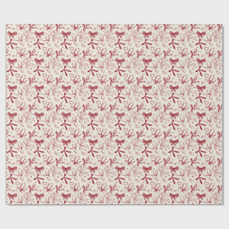 Papel De Presente Padrão contínuo de laço vermelho coquette natal