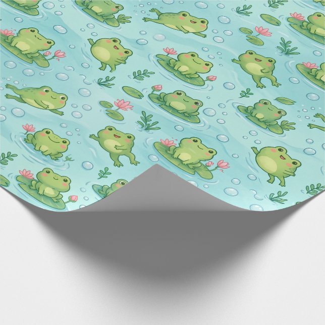 Papel De Presente Padrão contínuo de lagoa de rã fofa (Ponta)