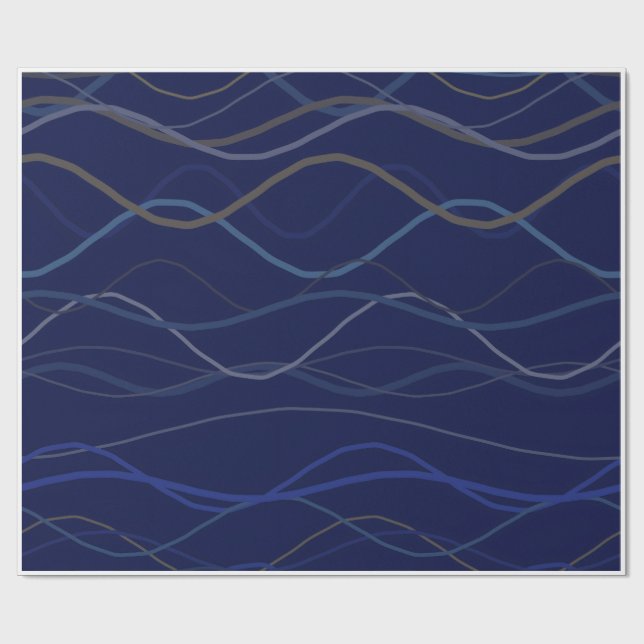 Papel De Presente Padrão contínuo de mármore turbilhão azul dourado (Aberto)
