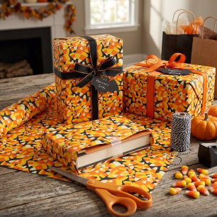Papel De Presente Padrão contínuo de milho doce de Halloween