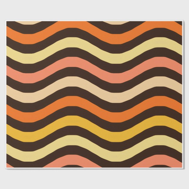 Papel De Presente Padrão contínuo de ondas retrô descoladas (Aberto)