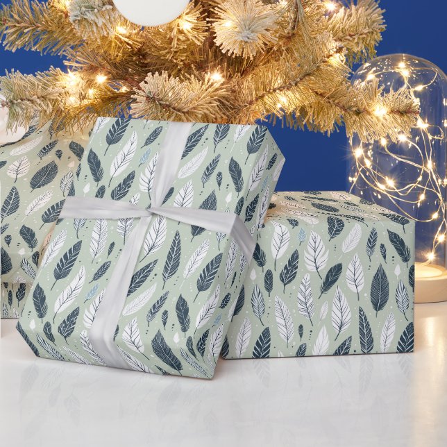 Papel De Presente Padrão contínuo de penas estilo Boho (Feriados)