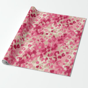 Papel De Presente Padrão contínuo de pincelada de leopardo rosa