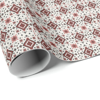 Papel De Presente Padrão contínuo de ponto cruz em diamante folclóri