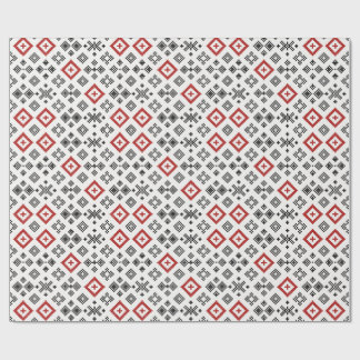 Papel De Presente Padrão contínuo de ponto cruz folclórico