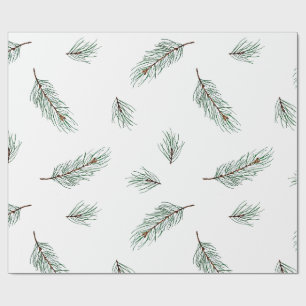 Papel De Presente Padrão contínuo de ramo de pinheiro moderno minima