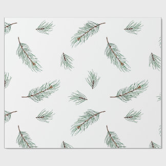 Papel De Presente Padrão contínuo de ramo de pinheiro moderno minima