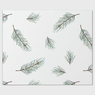 Papel De Presente Padrão contínuo de ramo de pinheiro moderno minima