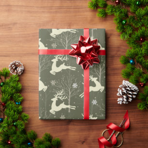Papel De Presente Padrão contínuo de renas de Natal