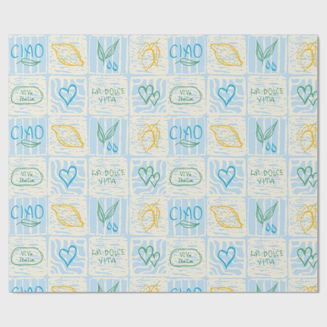 Papel De Presente Padrão contínuo decorativo estilo Amalfi (Aberto)