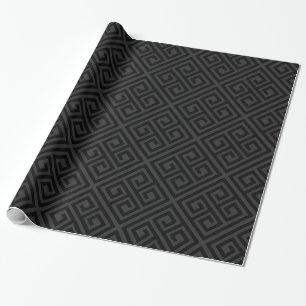 Papel De Presente Padrão contínuo elegante da chave grega cinza/pret