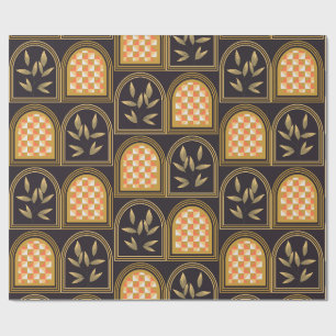 Papel De Presente Padrão contínuo geométrico floral art déco de luxo