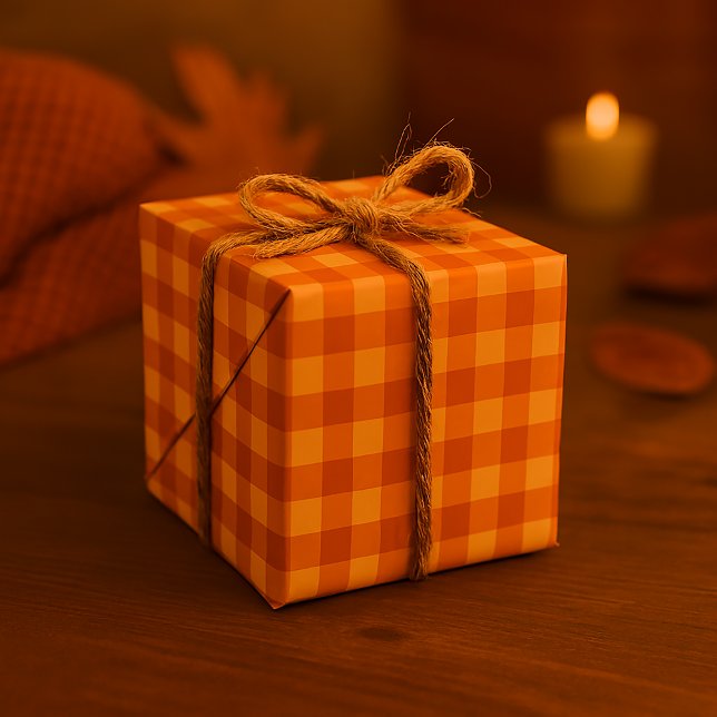 Papel De Presente Padrão contínuo xadrez gingham de outono aconchega (Criador carregado)
