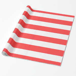 Papel De Presente Padrão Coral Vermelho, White XL Stripes