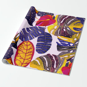 Papel De Presente Padrão criativo sem costura com folhas tropicais e