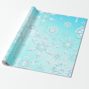 Papel De Presente Padrão Crystal Snowflakes
