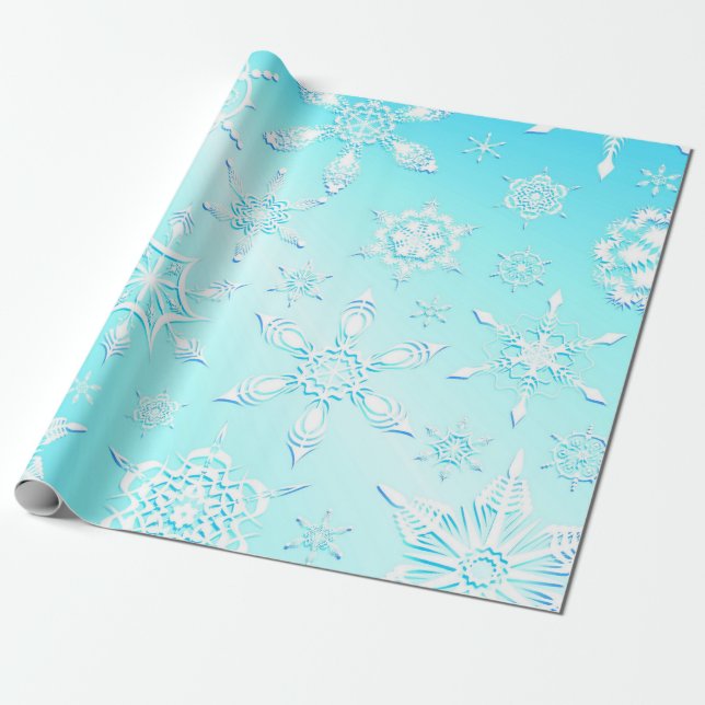 Papel De Presente Padrão Crystal Snowflakes (Desenrolado)