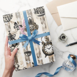 Papel De Presente Padrão da Alice no País das Maravilhas
