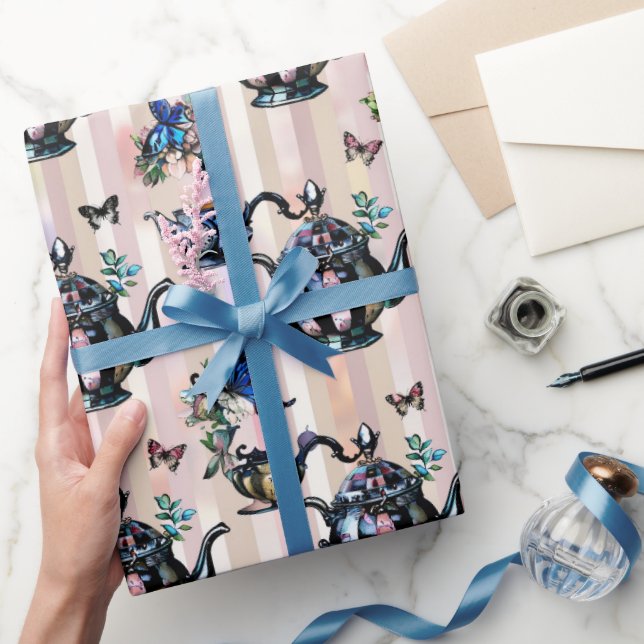 Papel De Presente Padrão da Alice no País das Maravilhas (Presentear)