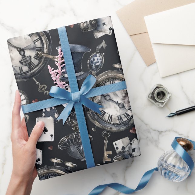 Papel De Presente Padrão da Alice no País das Maravilhas (Presentear)