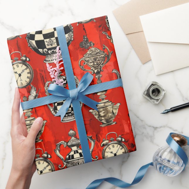 Papel De Presente Padrão da Alice no País das Maravilhas (Presentear)