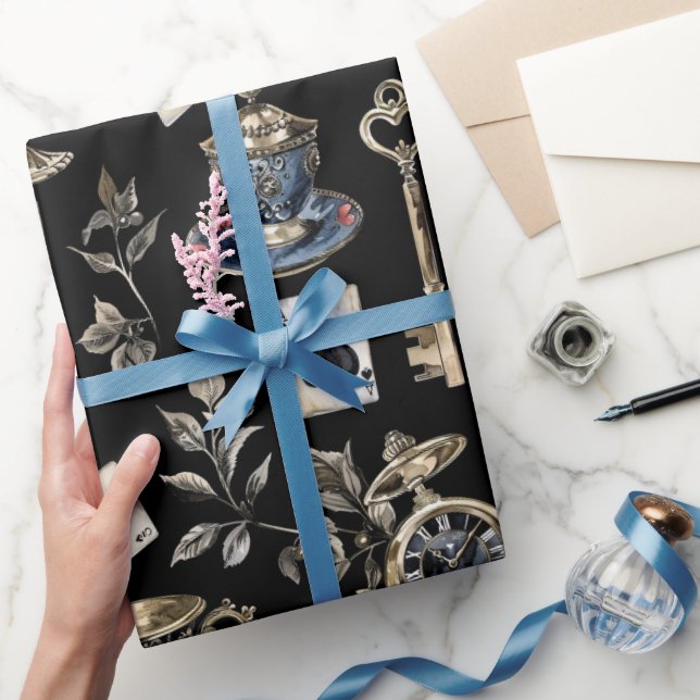 Papel De Presente Padrão da Alice no País das Maravilhas (Presentear)