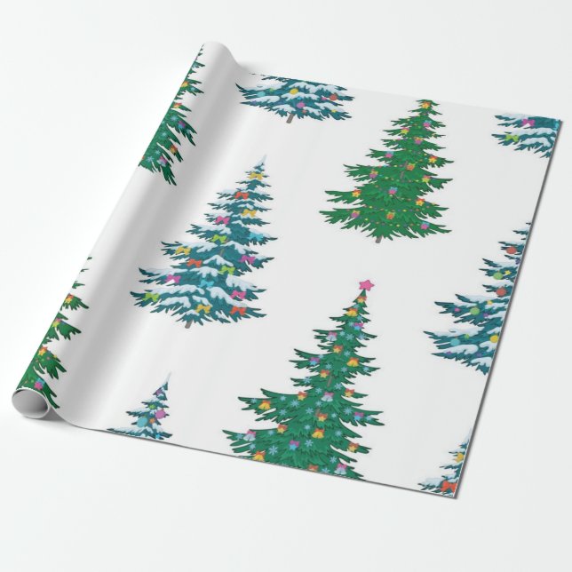 Papel De Presente Padrão da árvore de Natal (Desenrolado)